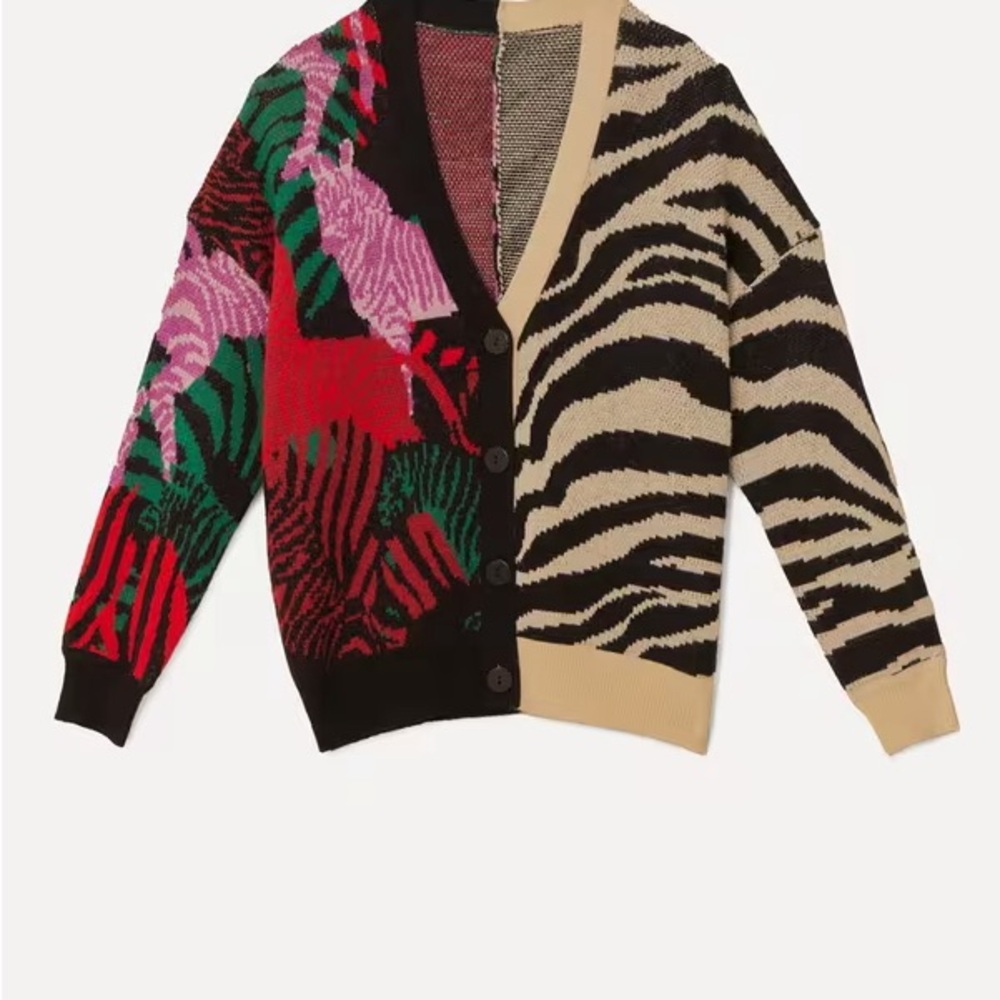 Farm Rio Mixed Zebra Prints Cardigan